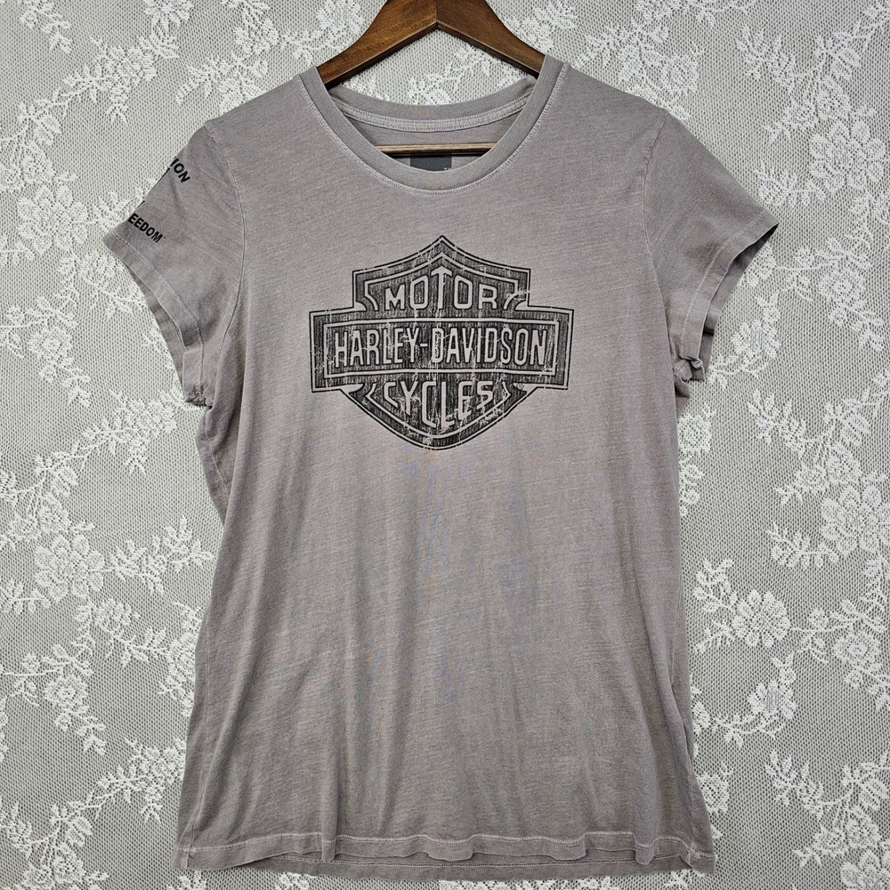 Harley-Davidson Wounded Warrior Project Tee Women's XL‎ USA Made Cotton Gray